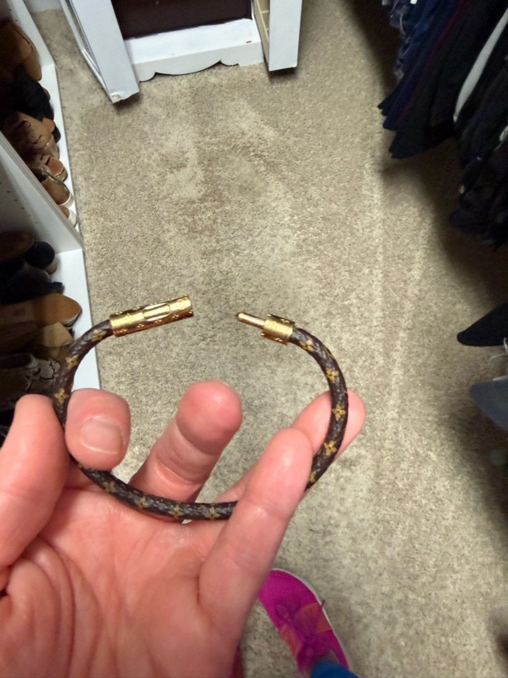 Louis Vuitton Leather Cord Bracelet with Gold-Tone Clasp - Brown/Gold - Picture 3 of 5